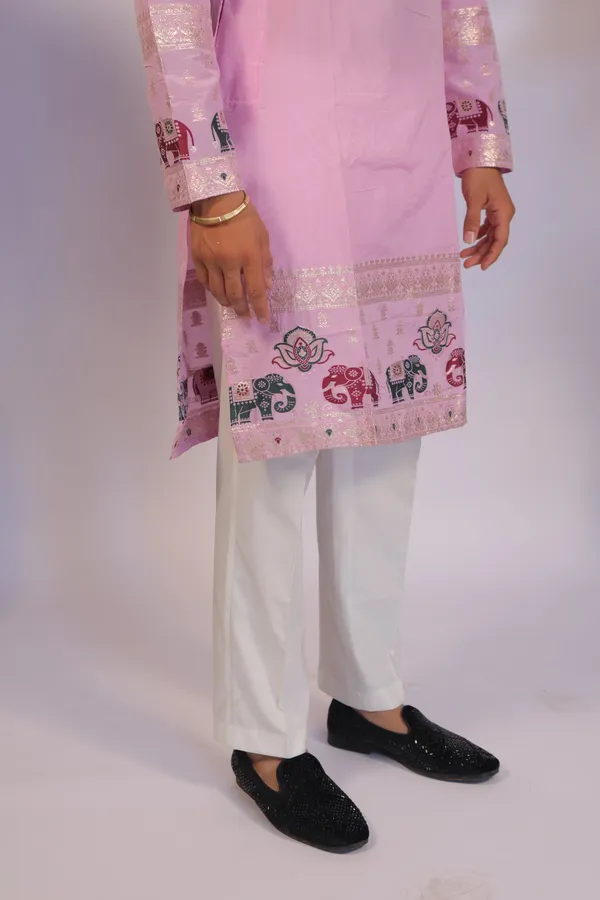 Ivory_Heirloom_Parade_Jacquard_Kurta_Pink