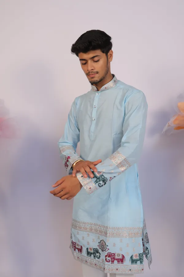 Ivory_Heirloom_Parade_Jacquard_Kurta_Sky_Blue