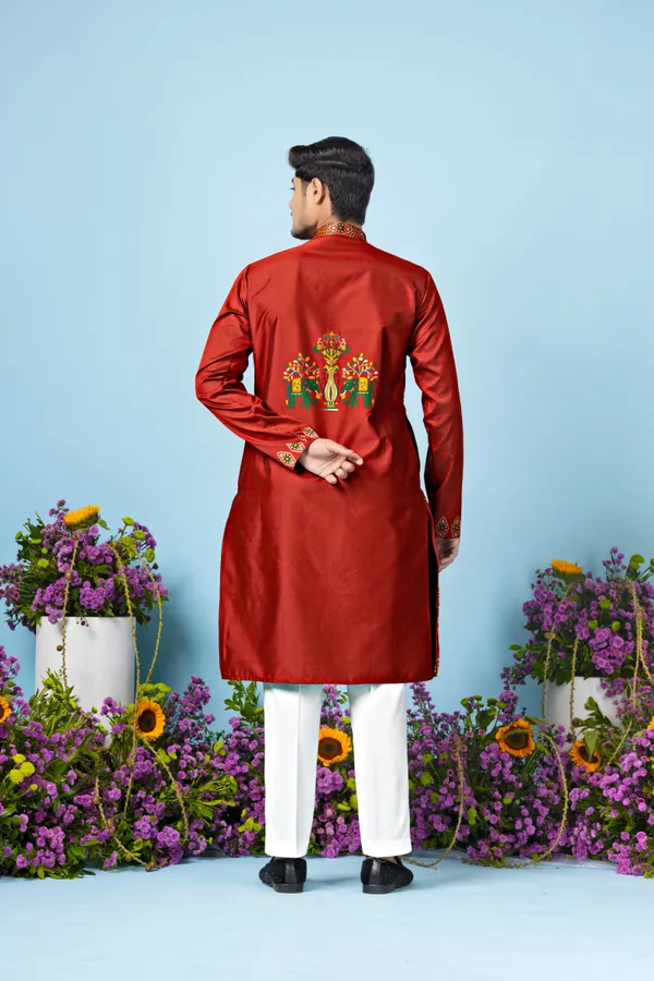 Regal_Ember_Crest_Jacquard_Kurta_Red