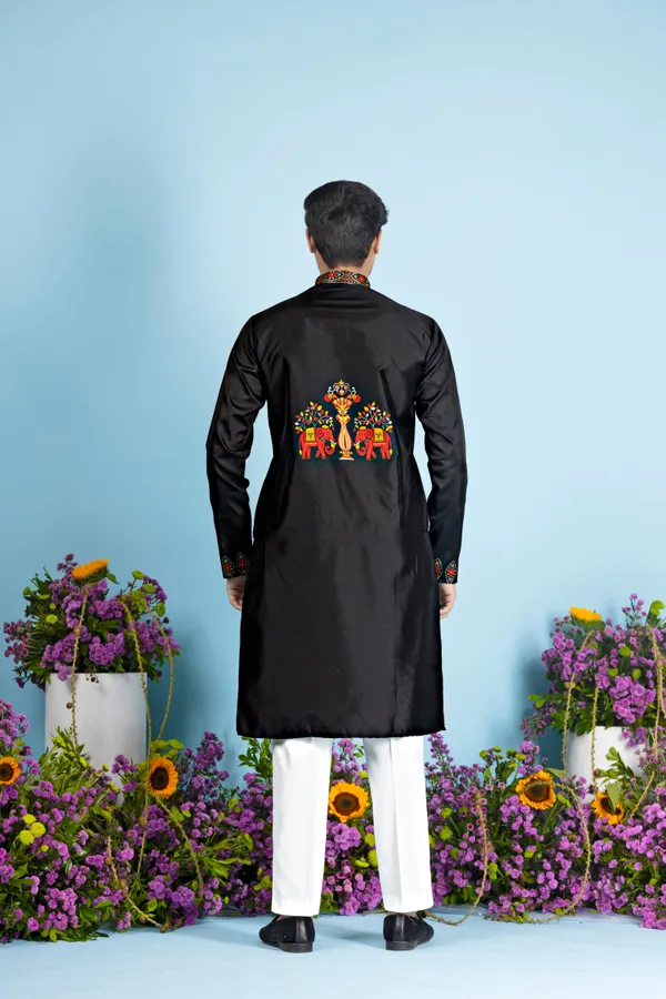 Regal_Ember_Crest_Jacquard_Kurta_Black