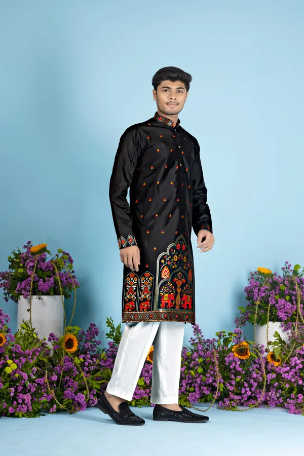 Regal_Ember_Crest_Jacquard_Kurta_Black