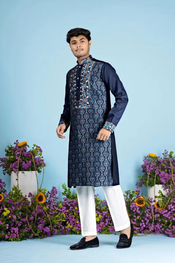Midnight_Heirloom_Jacquard_Kurta_Blue