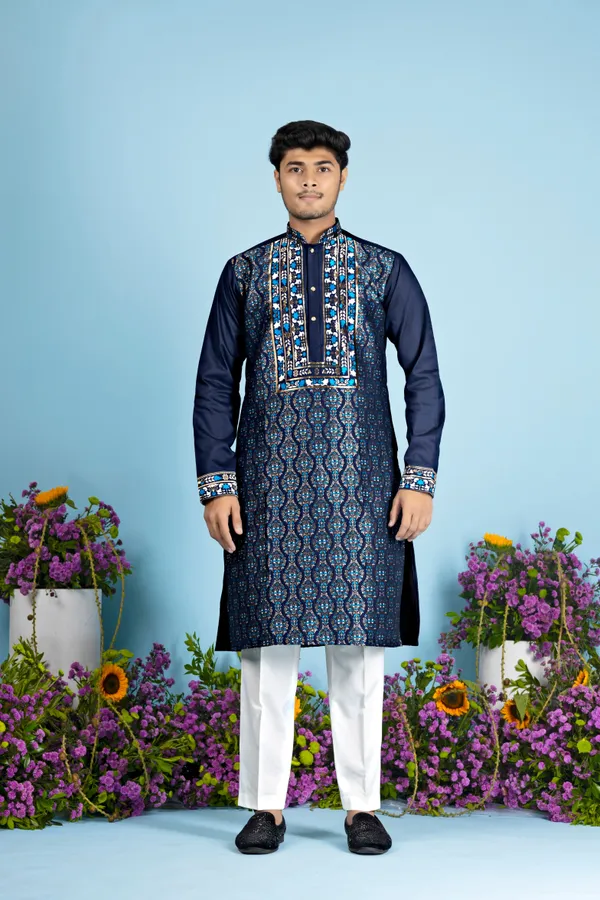Midnight_Heirloom_Jacquard_Kurta_Blue