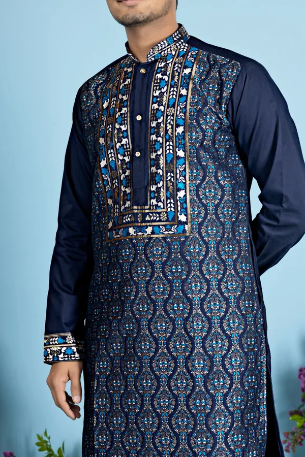 Midnight_Heirloom_Jacquard_Kurta_Blue