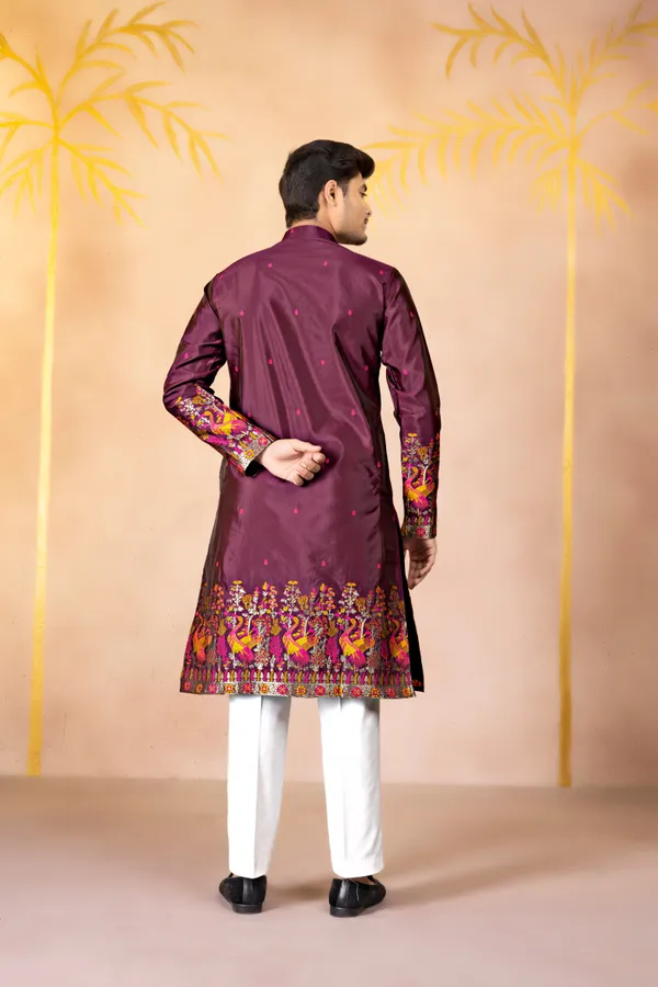 Amaranth_Heirloom_Jacquard_Kurta_Wine