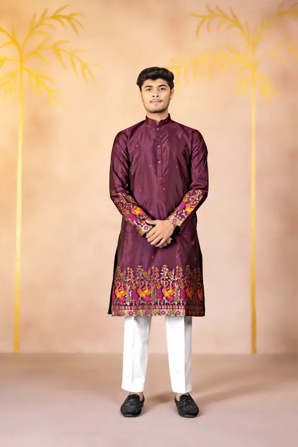 Amaranth_Heirloom_Jacquard_Kurta_Wine
