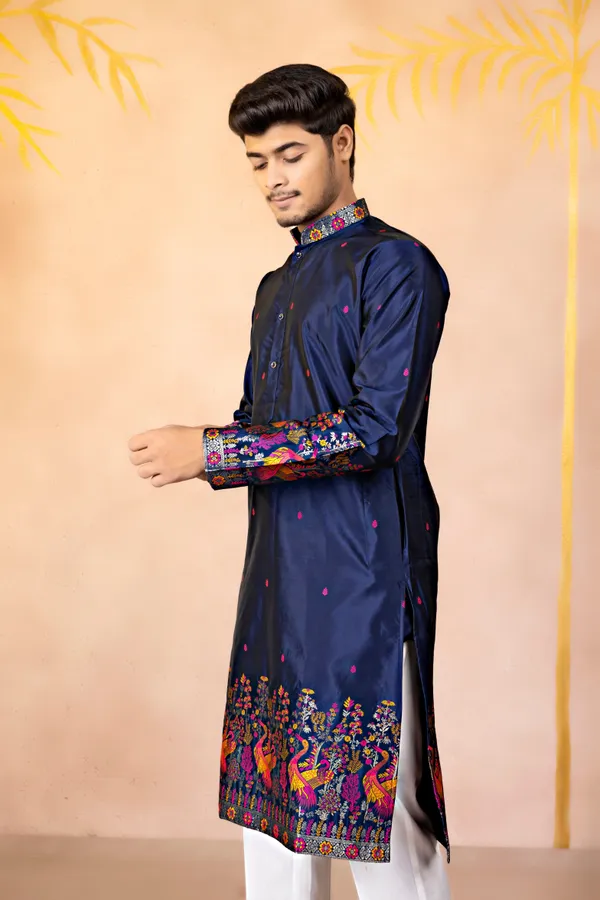 Amaranth_Heirloom_Jacquard_Kurta_Blue