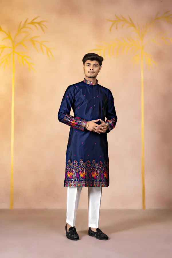 Amaranth_Heirloom_Jacquard_Kurta_Blue