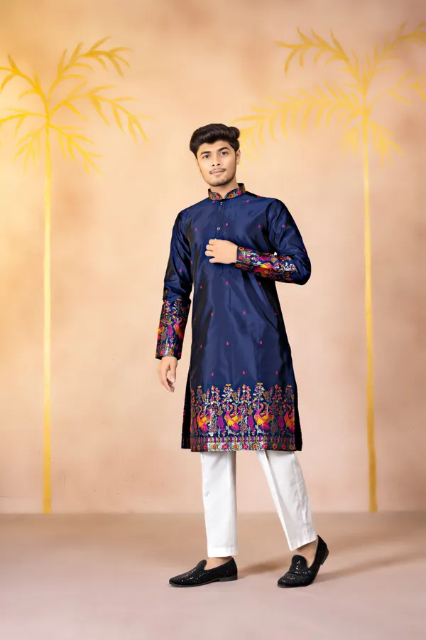 Amaranth_Heirloom_Jacquard_Kurta_Blue