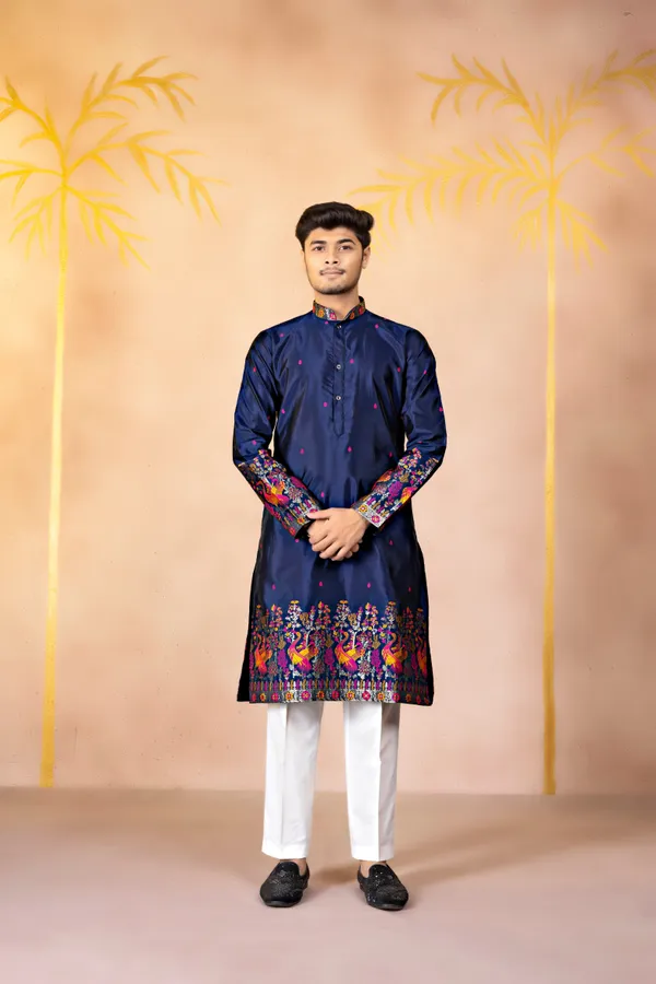 Amaranth_Heirloom_Jacquard_Kurta_Blue
