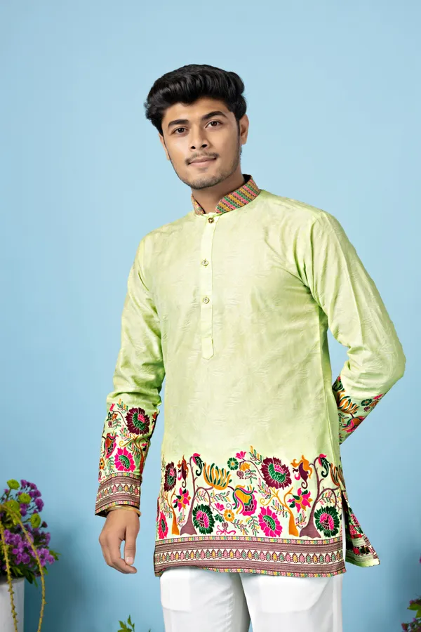 Verdant_Caravan_Heirloom_Jacquard_Kurta_Barf_Green