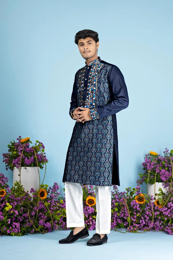 Ember_Royale_Jacquard_Heritage_Kurta_Blue