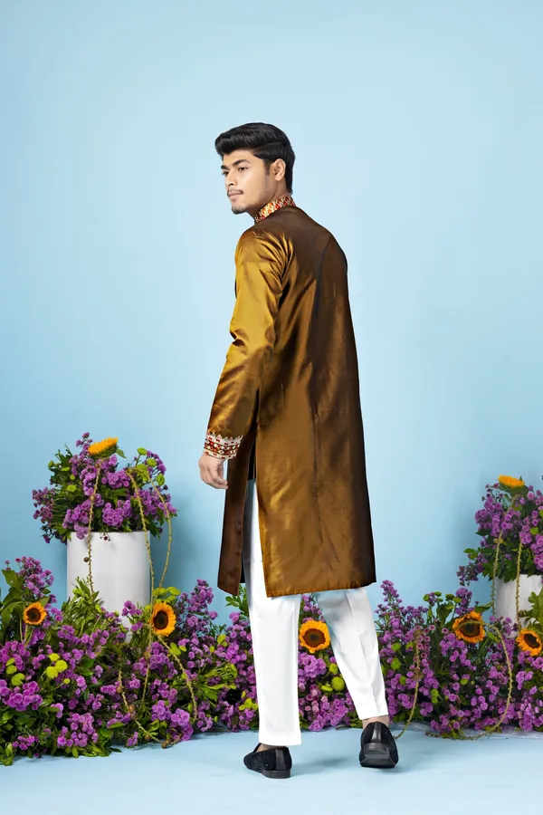 Boss_Heavy_Neck_Designer_Kurta_Brown