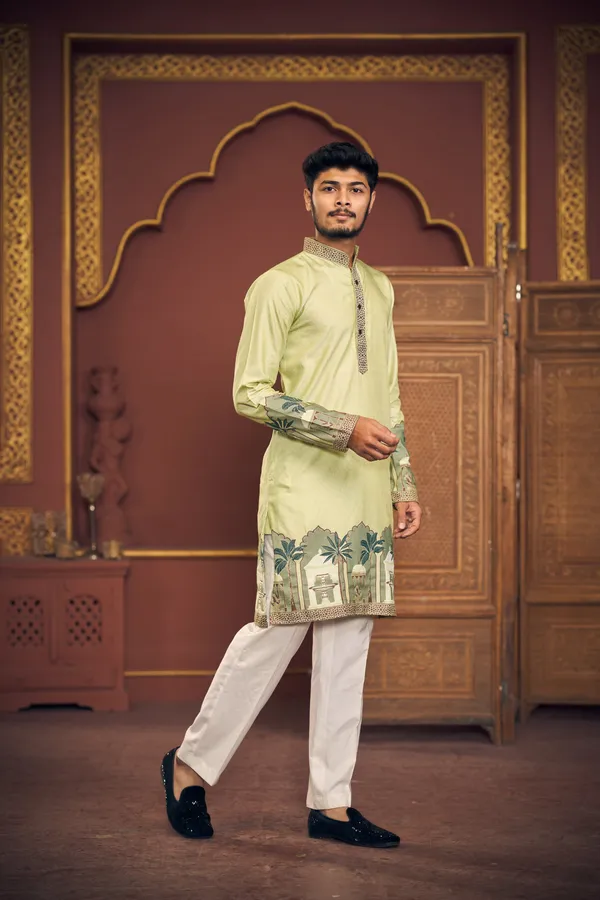 Pleasant_Taj_Jacquard_Woven_Kurta_White