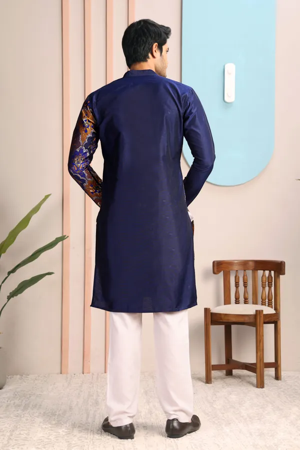 Midnight_Regal_Brocade_Heritage_Kurta_Navy