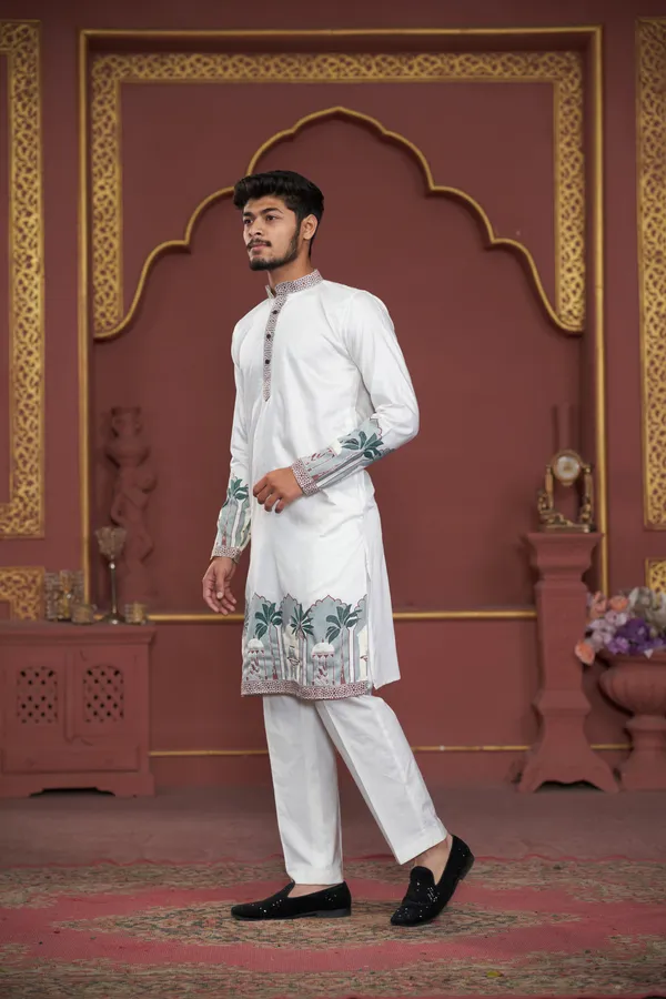 Pleasant_Taj_Jacquard_Woven_Kurta_Green