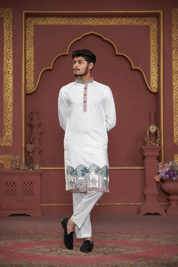Pleasant_Taj_Jacquard_Woven_Kurta_Green