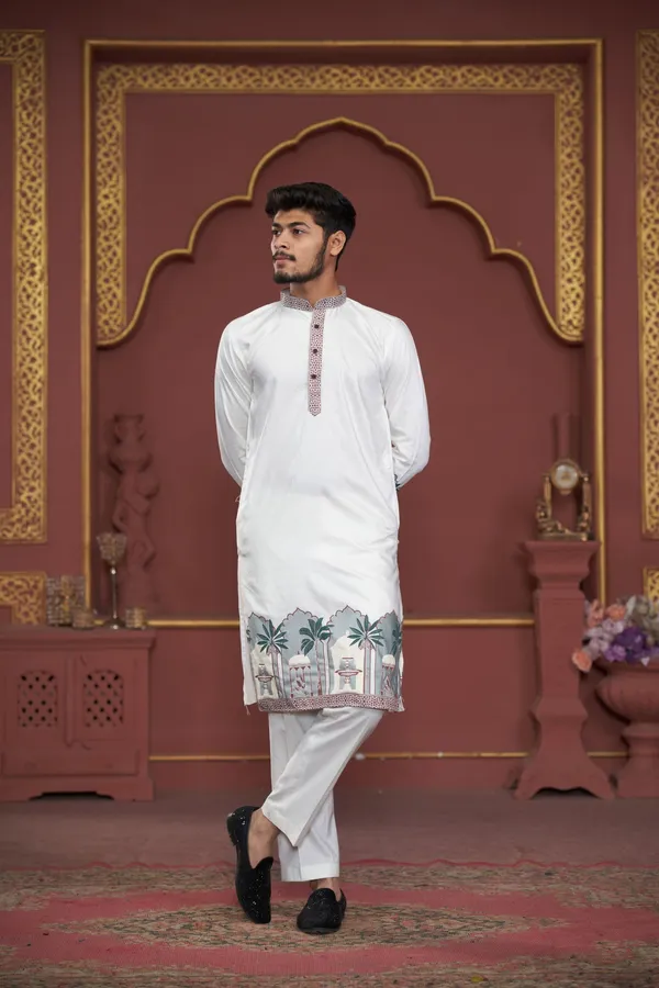 Pleasant_Taj_Jacquard_Woven_Kurta_Green