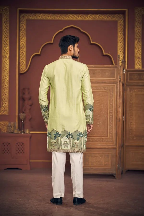 Pleasant_Taj_Jacquard_Woven_Kurta_Green