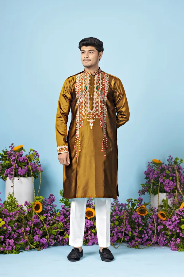 Boss_Heavy_Neck_Designer_Kurta_Green