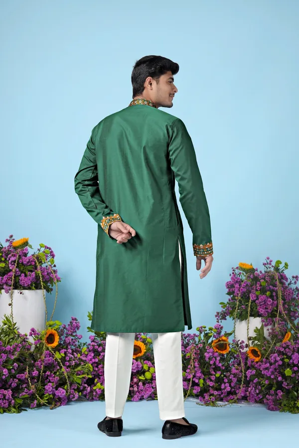 Boss_Heavy_Neck_Designer_Kurta_Green