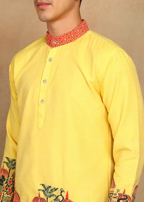 Agra_Jacquard_Morr_Kurta_Yellow