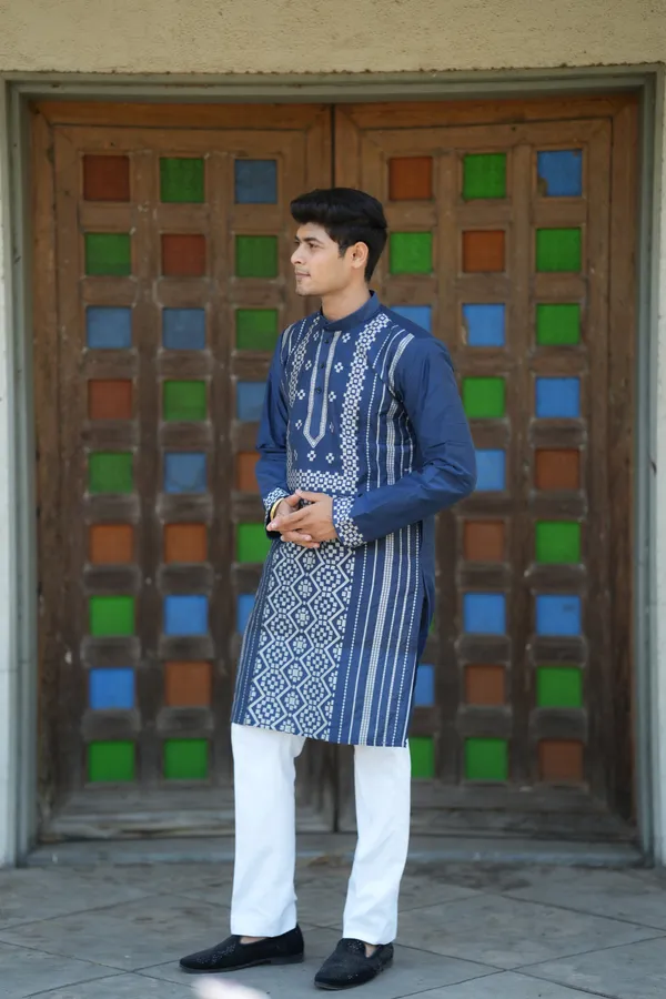 Top_Line_Diamond_Jacquard_Kurta_Navy