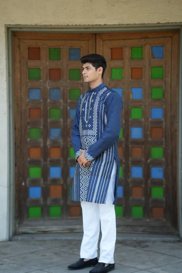 Top_Line_Diamond_Jacquard_Kurta_Navy