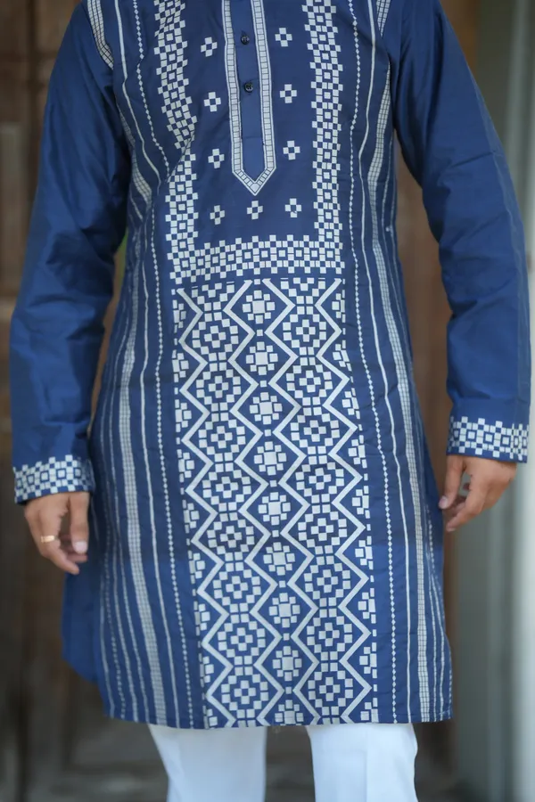 Top_Line_Diamond_Jacquard_Kurta_Navy