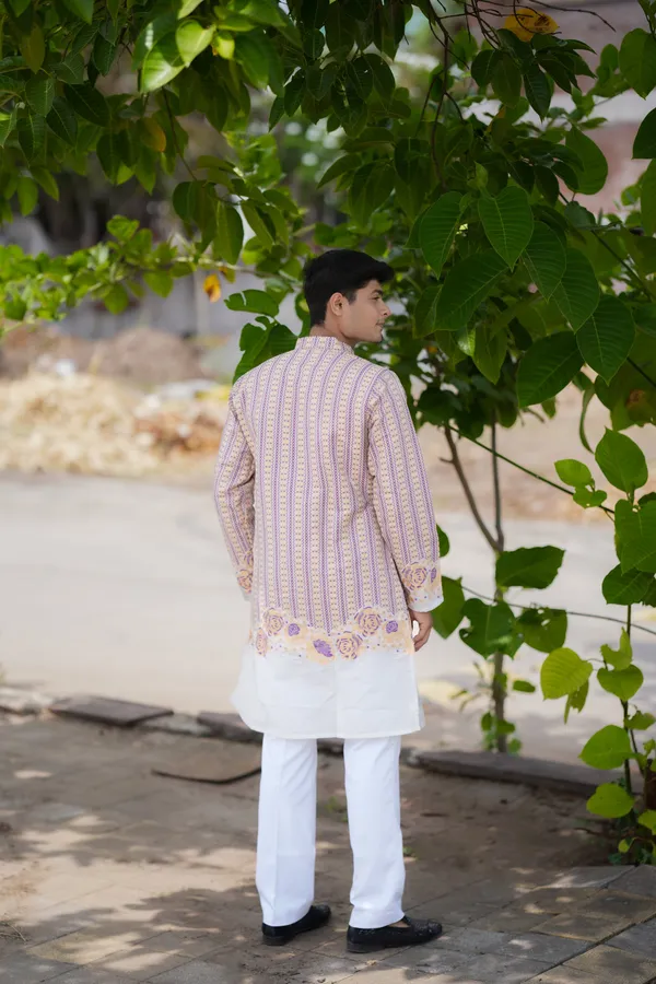 V_Rose_Multi_Jacquard_Kurta_Pink