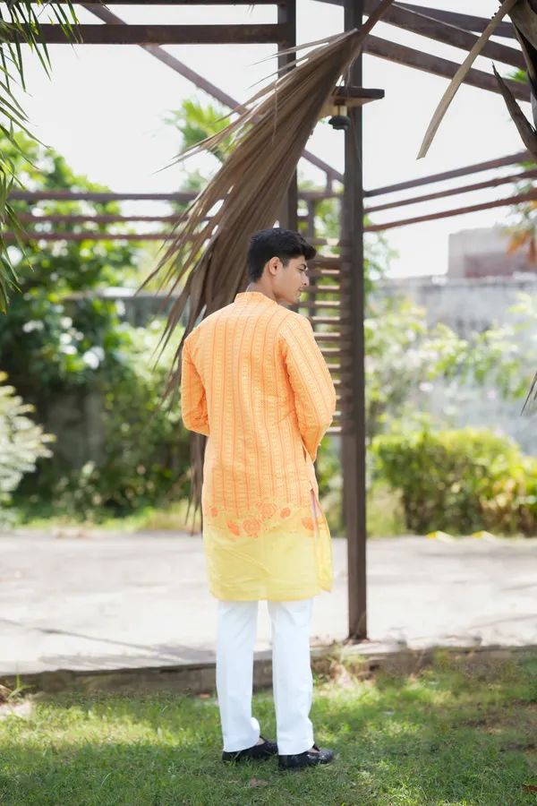 V_Rose_Multi_Jacquard_Kurta_Yellow