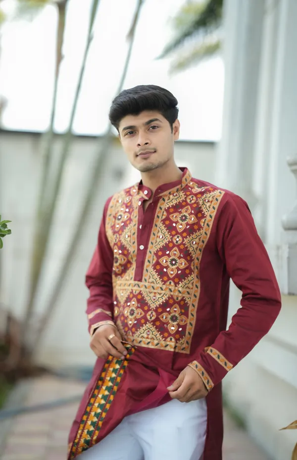 Box_Raja_Mirror_Designer_Kurta_Red