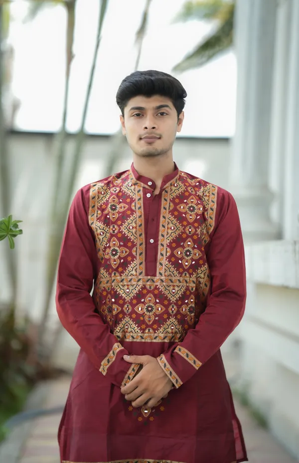 Box_Raja_Mirror_Designer_Kurta_Red