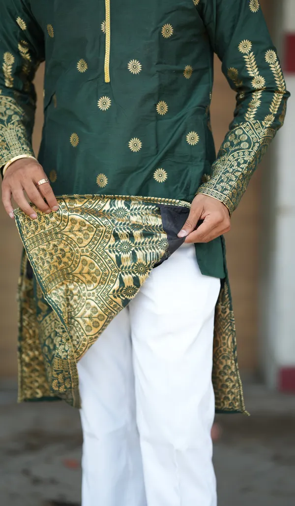 Pluto_Sharped_Jacquard_Kurta_Green