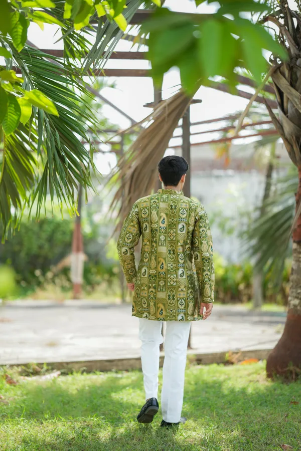 Top_Don_Vasu_Jacquard_Handloom_Kurta_Green