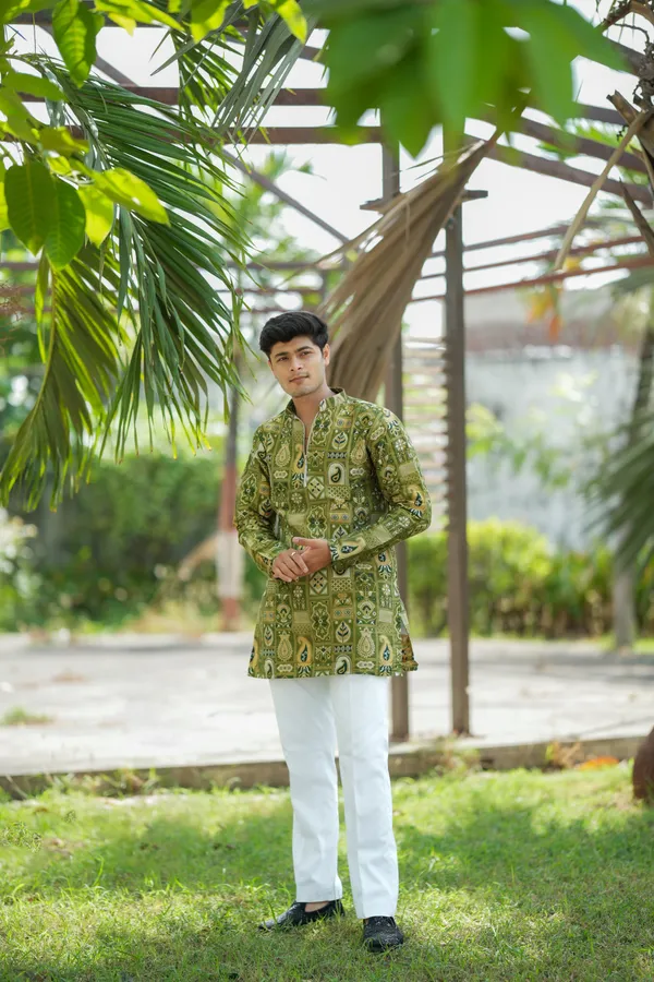 Top_Don_Vasu_Jacquard_Handloom_Kurta_Green