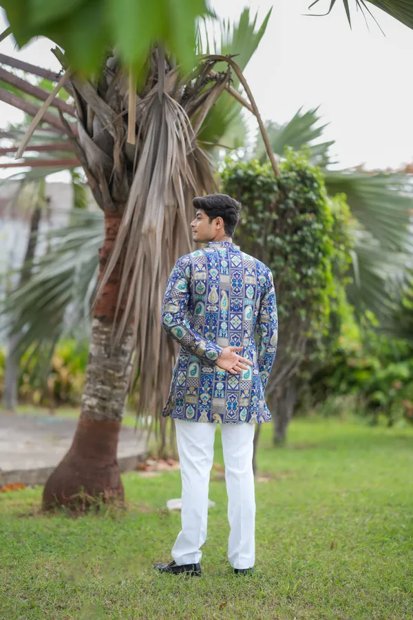 Top_Don_Vasu_Jacquard_Handloom_Kurta_Blue