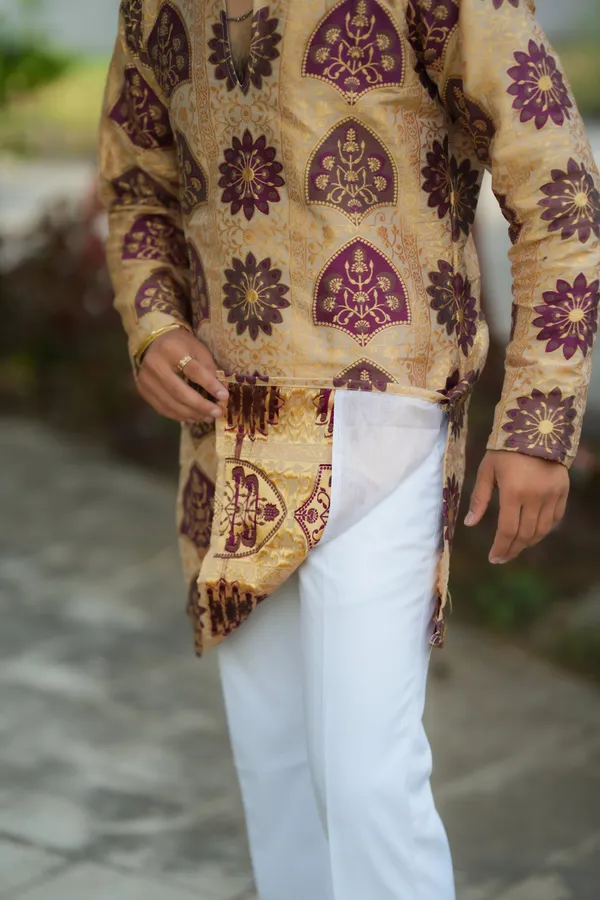 Starspade_Golden_Handloom_Heavy_Kurta_Beige