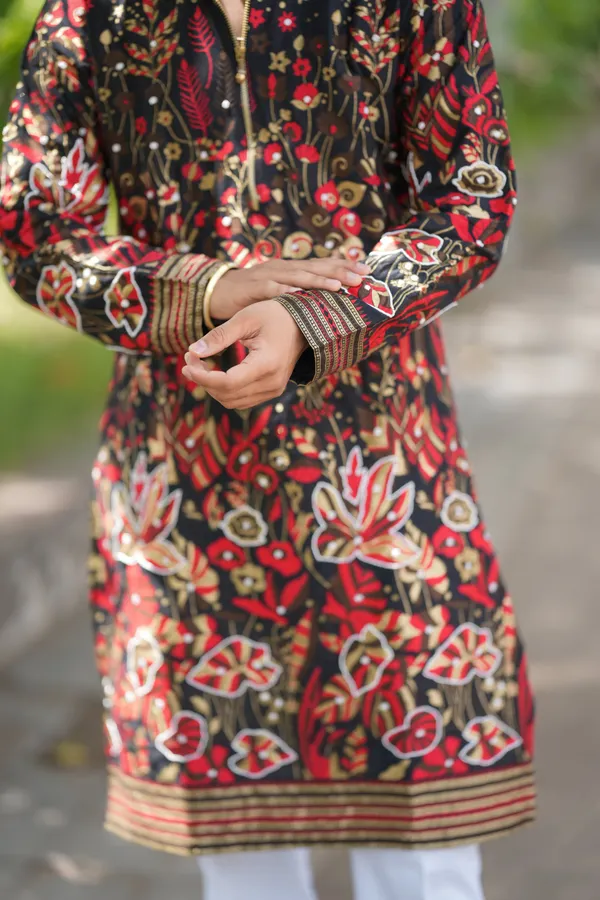 Star_Petals_Rich_Handwork_Kurta_Black