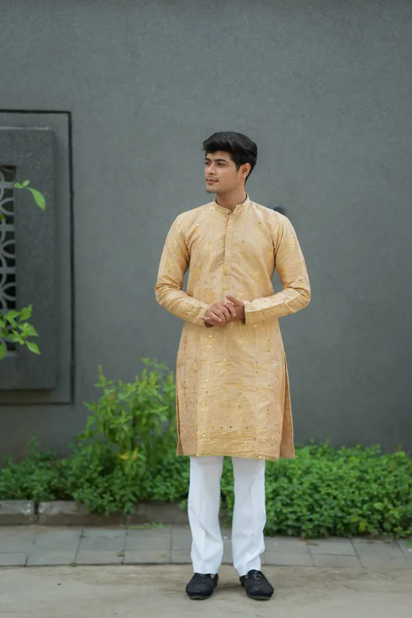 Laxmi_Jacquard_Mirror_Kurta_Beige