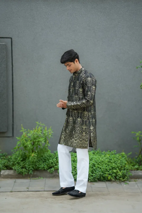Laxmi_Jacquard_Mirror_Kurta_Beige