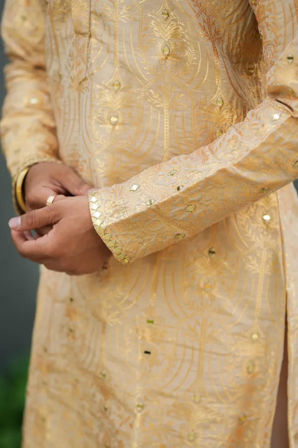 Laxmi_Jacquard_Mirror_Kurta_Beige