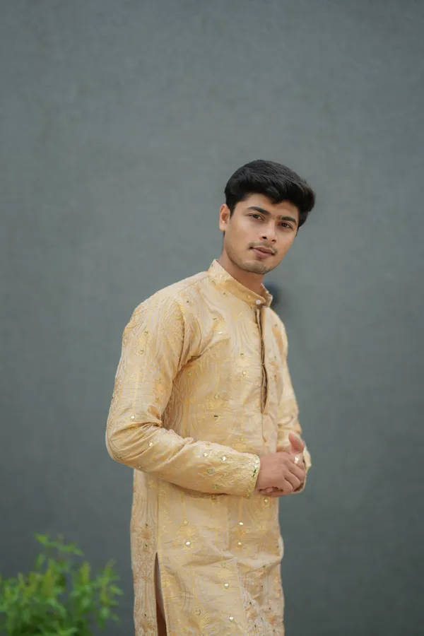 Laxmi_Jacquard_Mirror_Kurta_Beige