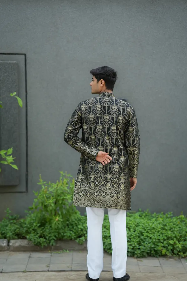 Laxmi_Jacquard_Mirror_Kurta_Black