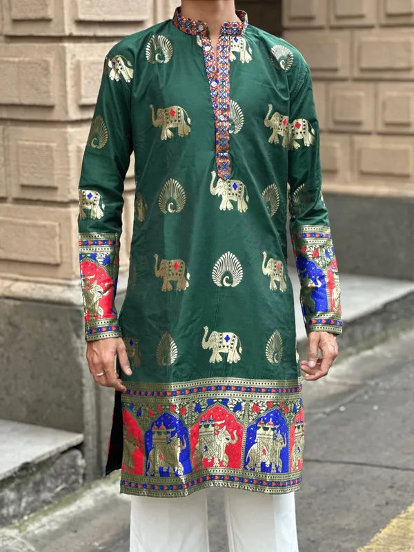 Morr_Htahi_Tevis_Vibrant_Trndy_Jacquard_Premium_Kurta_Black_Cottan_Silk
