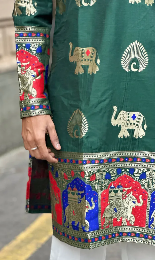 Morr_Htahi_Tevis_Vibrant_Trndy_Jacquard_Premium_Kurta_Black_Cottan_Silk