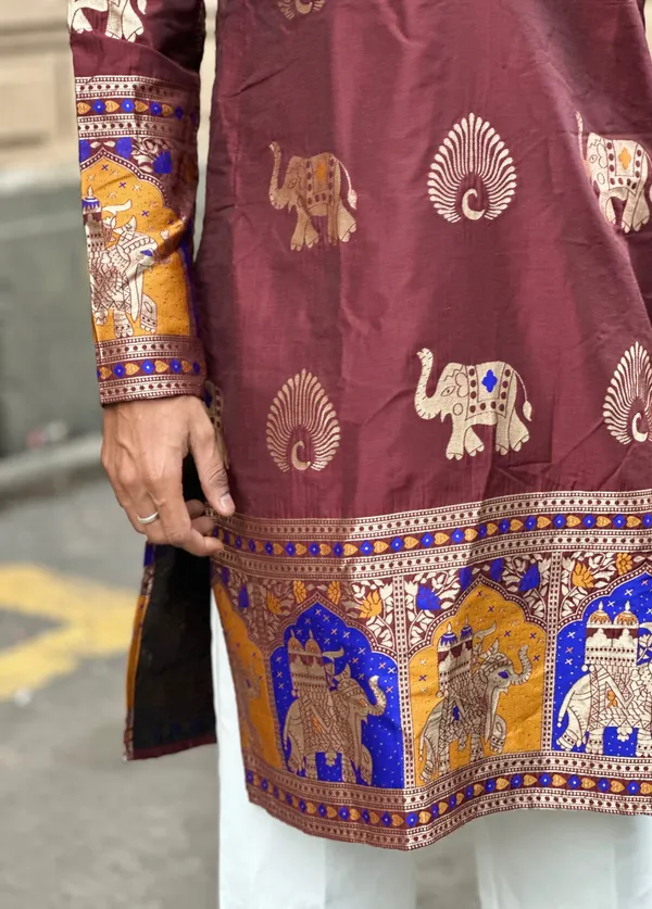 Morr_Htahi_Tevis_Vibrant_Trndy_Jacquard_Premium_Kurta_Black_Cottan_Silk