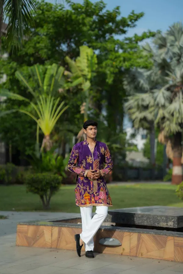 Morr_Vijay_Position_Embrodery_Short_V_Neck_Kurta_Purple
