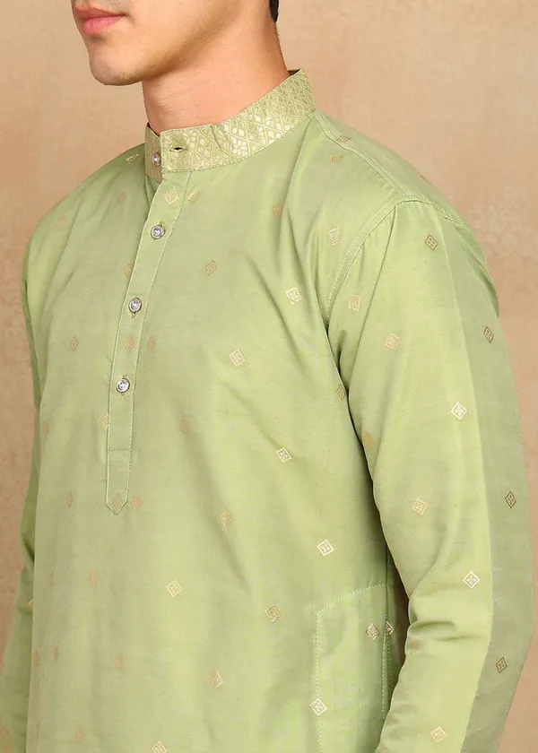 O_Zo_Hathi_Designer_Jacquard_Kurta_White