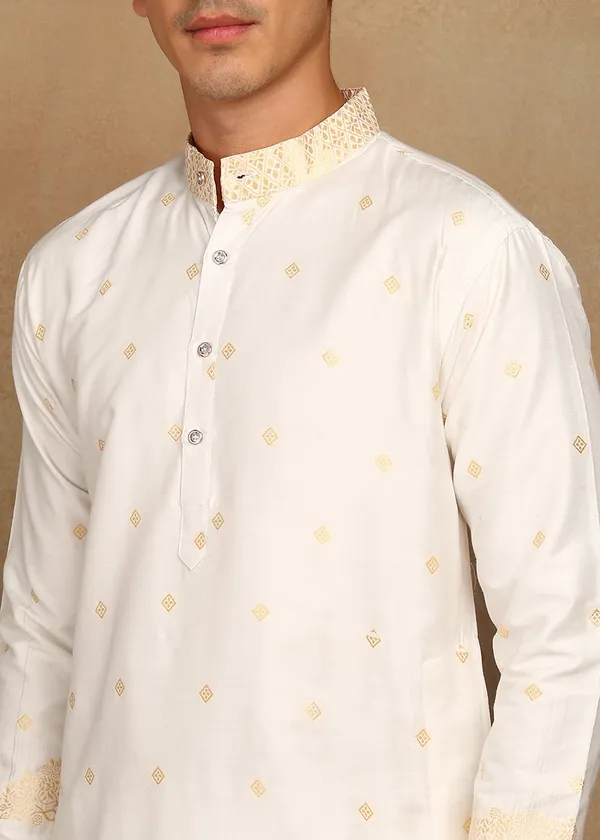 O_Zo_Hathi_Designer_Jacquard_Kurta_Mehndi